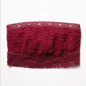 Free People Boysenberry Red Lace Bandeau Bra S, Like New!